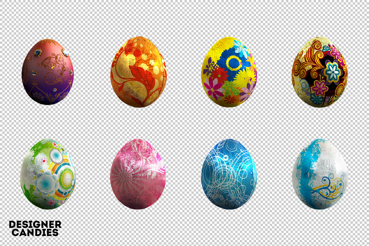 Free 3D Easter Egg Renders on Transparent Background