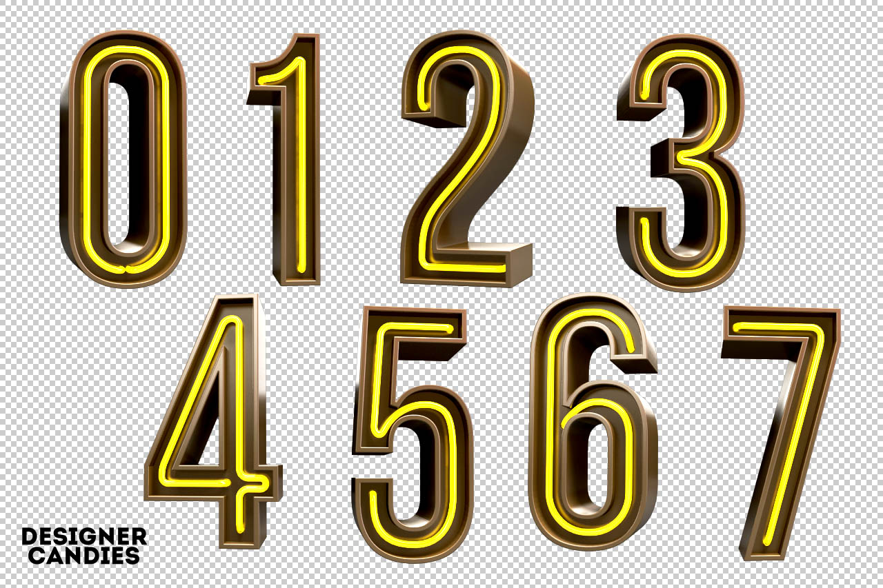 3D Neon Numbers