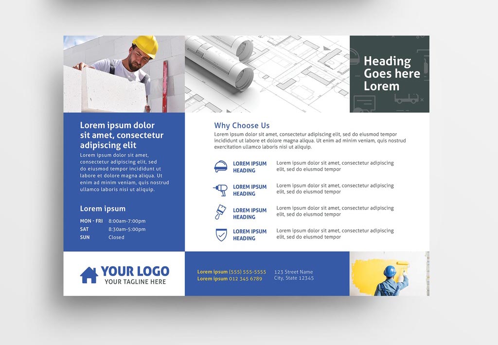 Handyman Construction Service InDesign Flyer Template