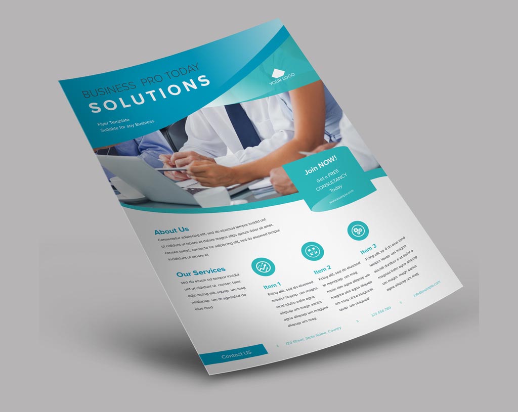 InDesign Business flyer Template with Gradients