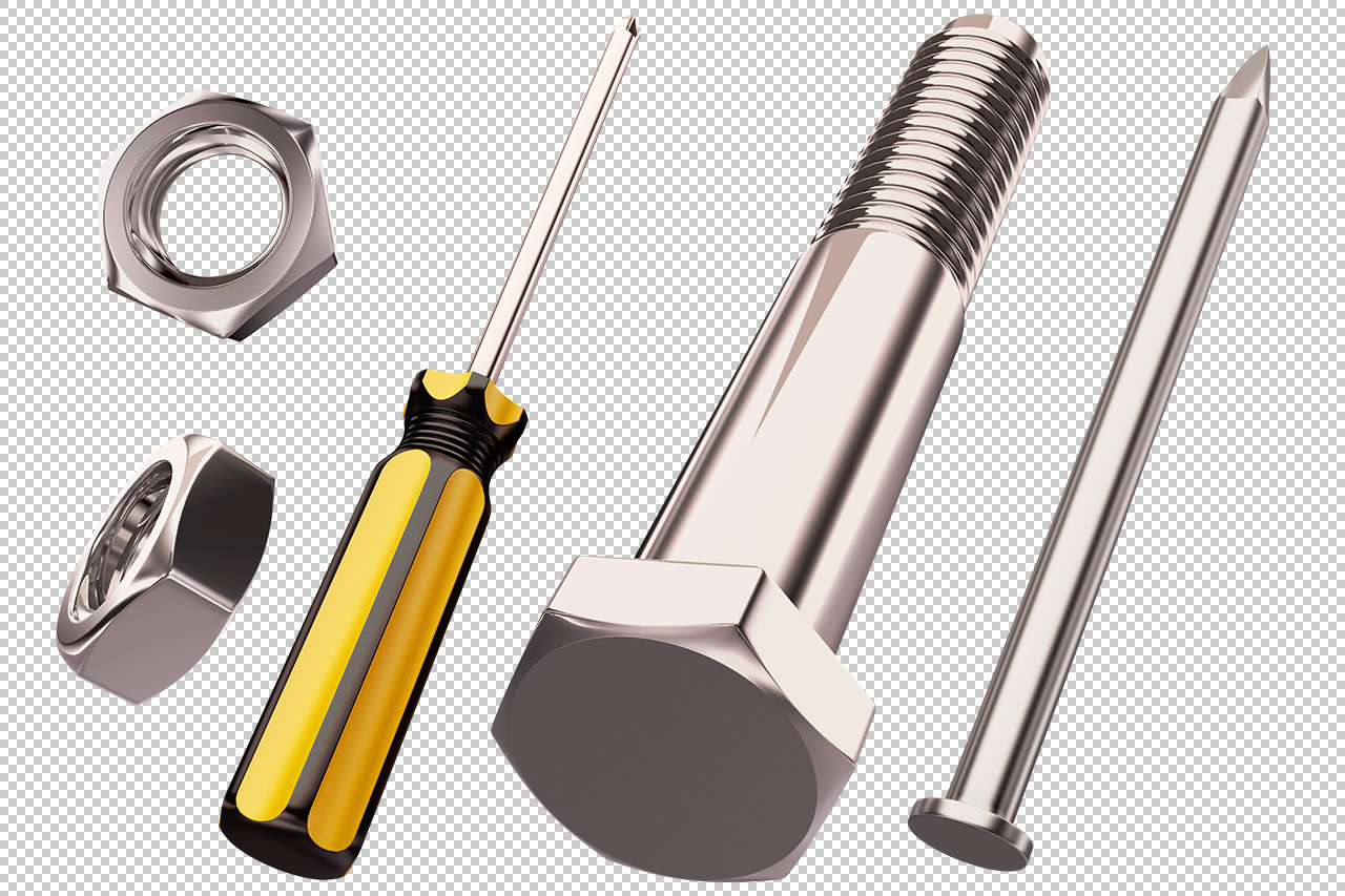 Transparent Nuts, Bolts, Screws & Nails