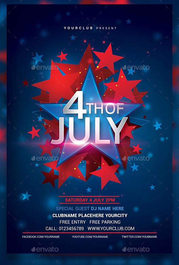 Modern 4th of July Party Flyer Template
