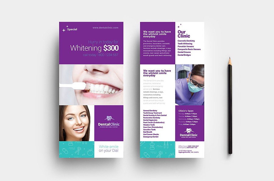 Dental Clinic DL Rack Card Template