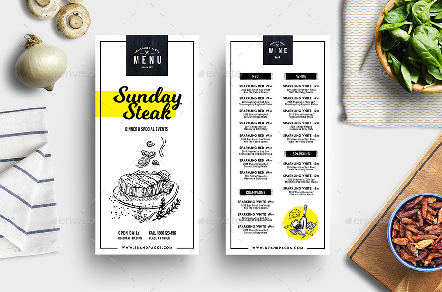 DL Rack Card Menu Template