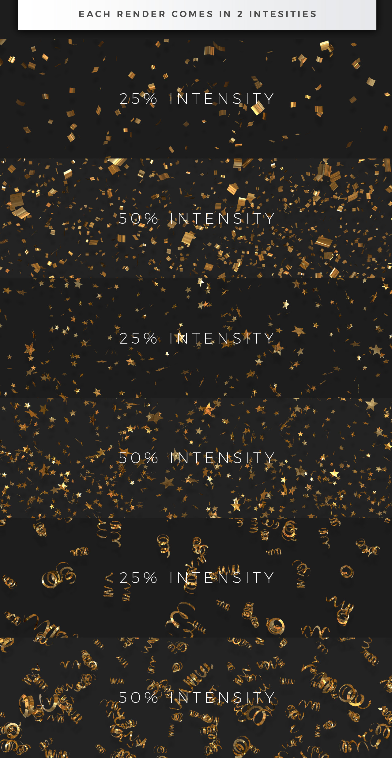 Confetti Overlays Intensity Levels