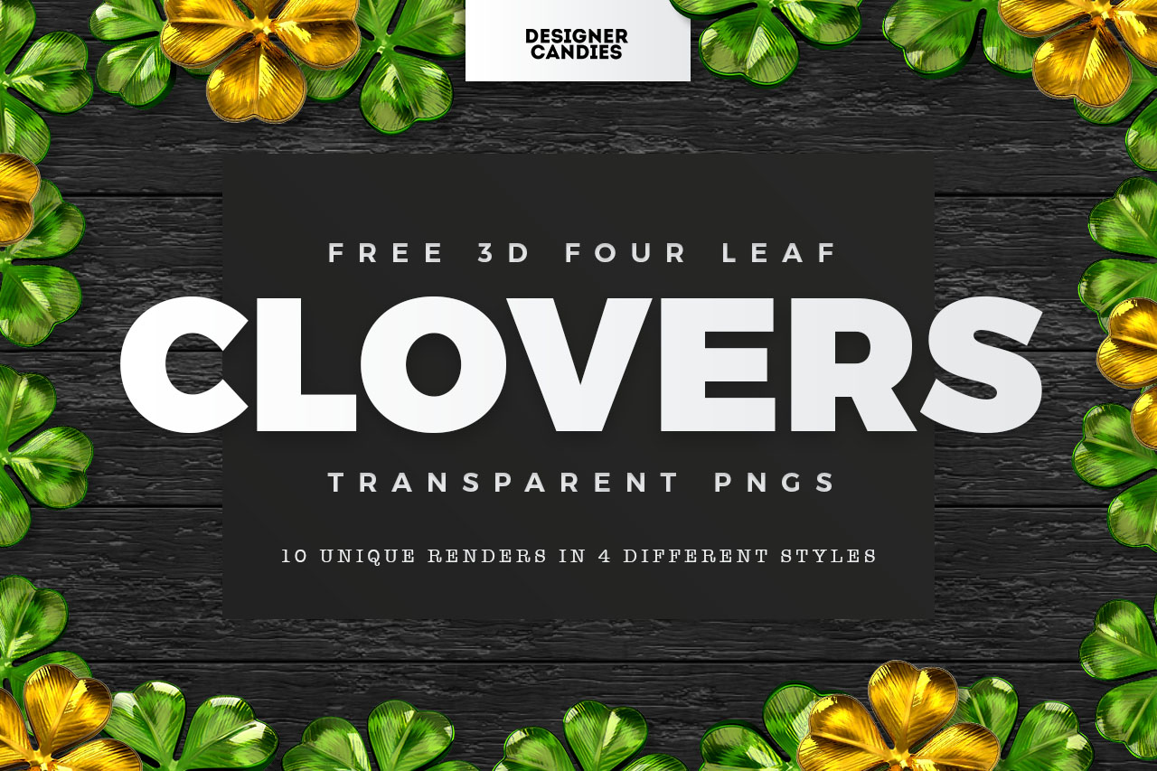 Free 3D Four Leaf Clovers