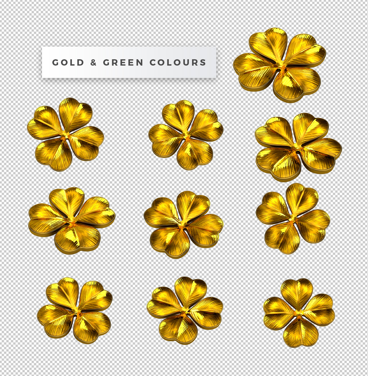Free 3D Clover PNGs - Gold Version