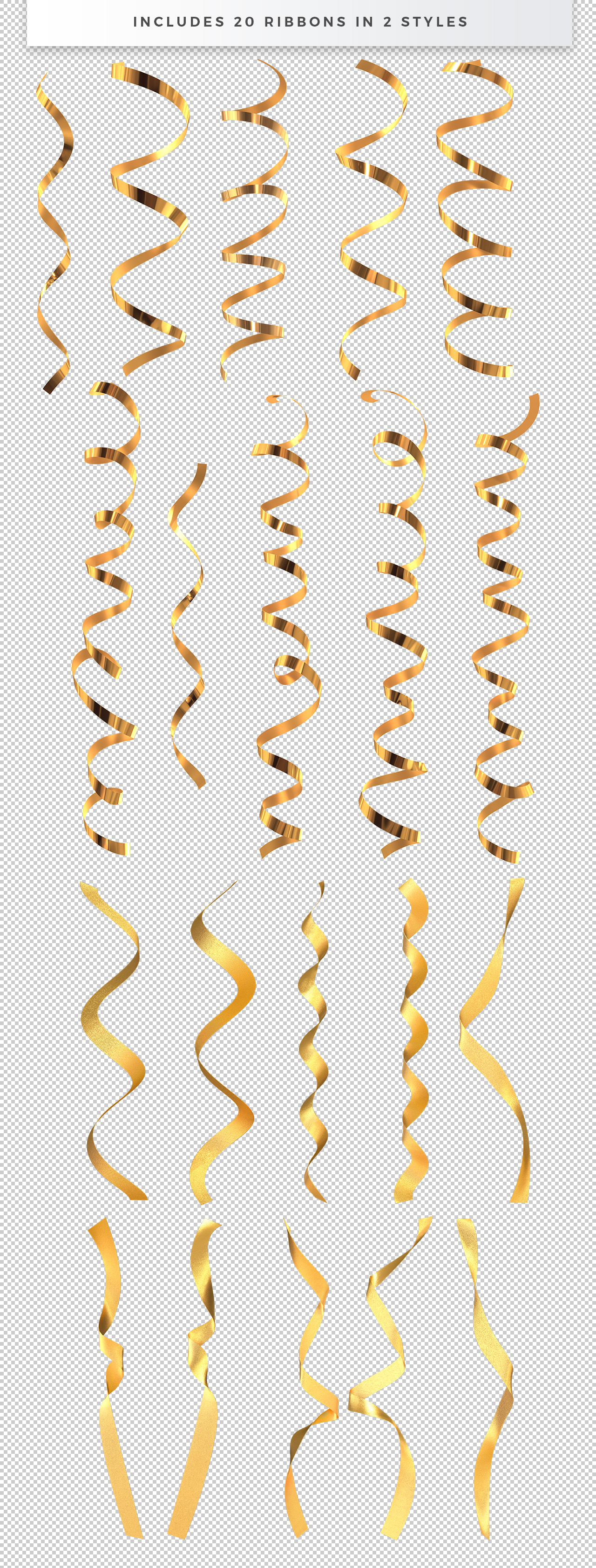 20 PNG Ribbons with Transparent Background