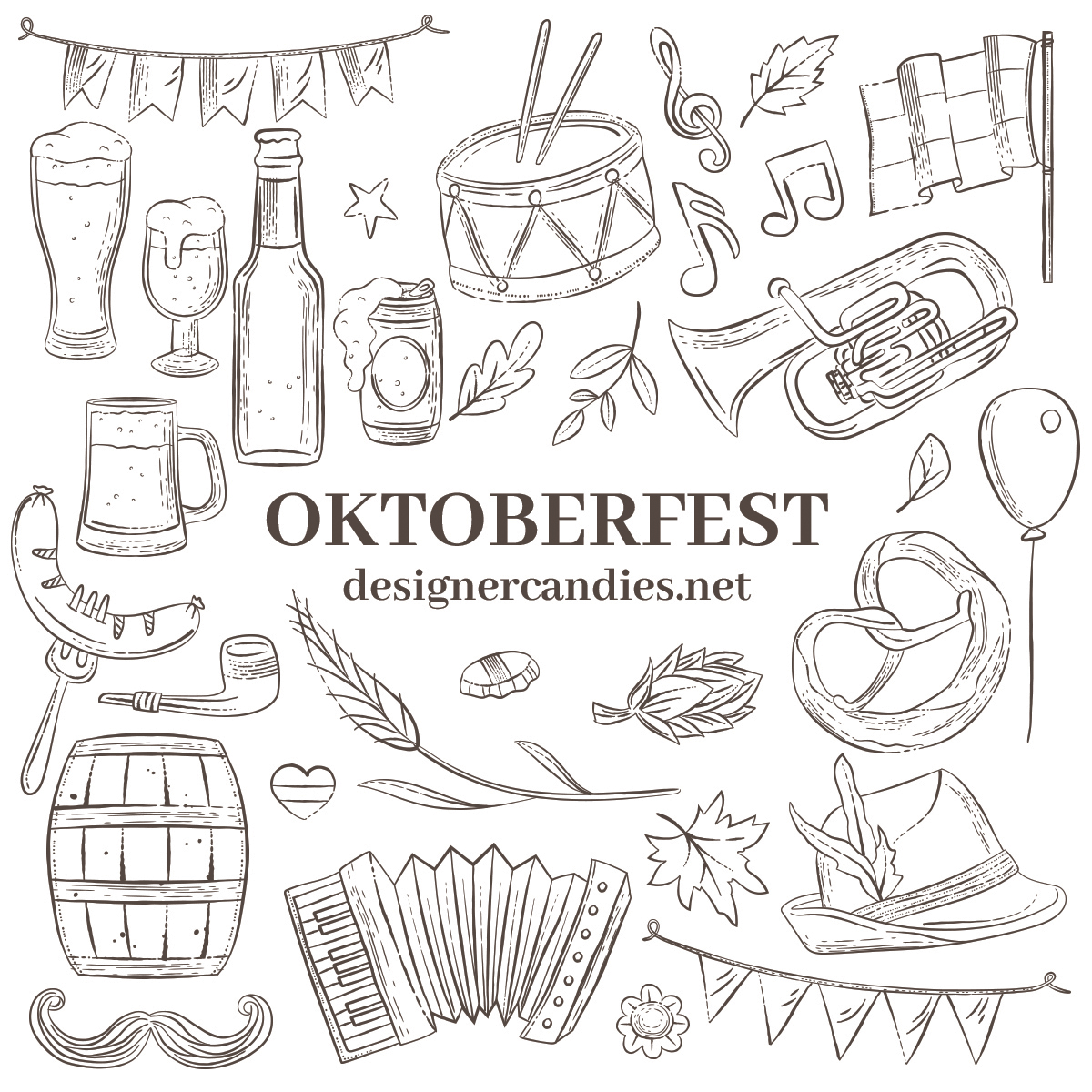 Oktoberfest Line Art Illustrations