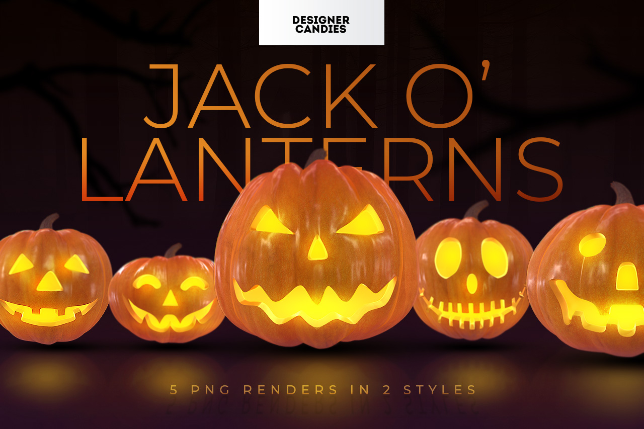 3D Halloween Jack-O-Lanterns