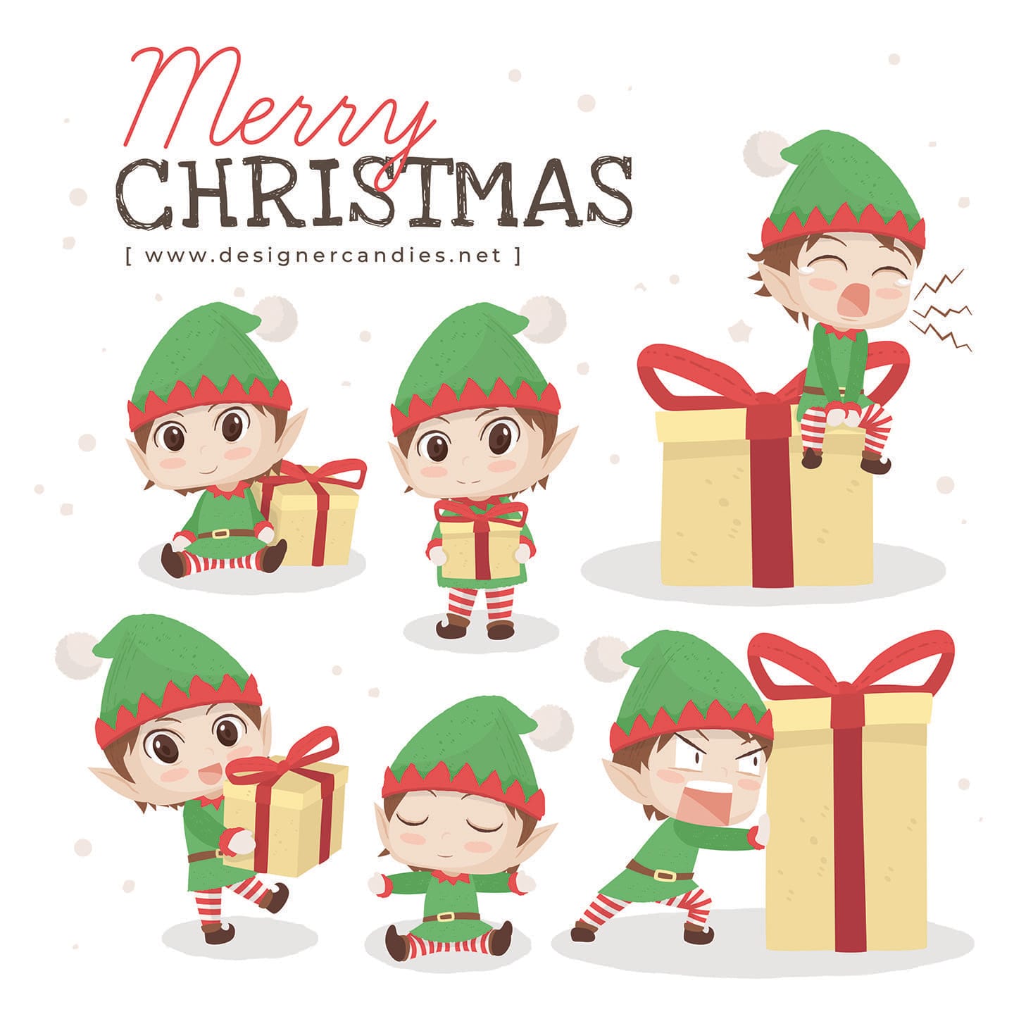 Christmas Elves Vector Illustrations