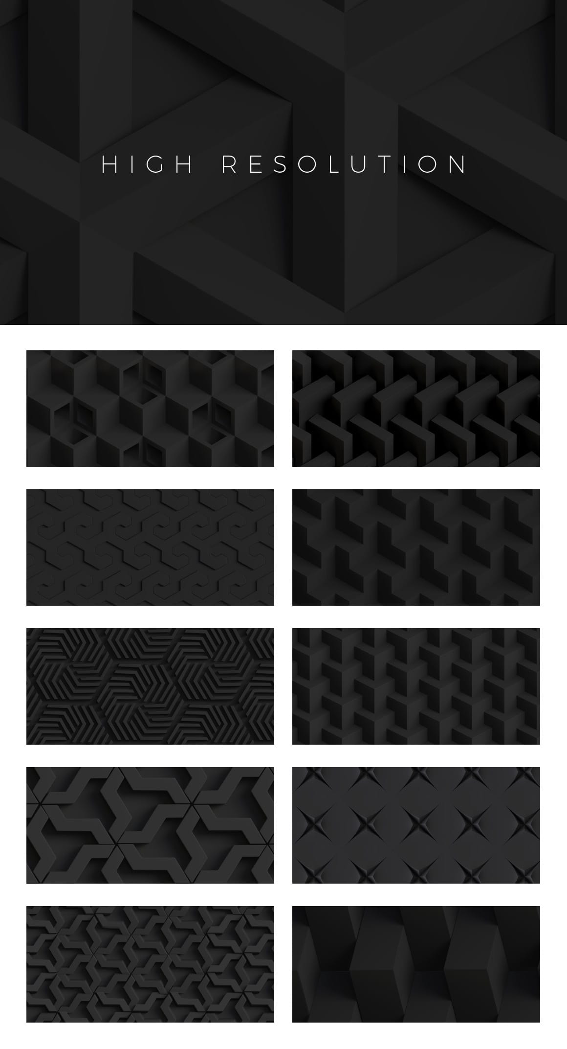 3D Matte Black Patterns for Photoshop