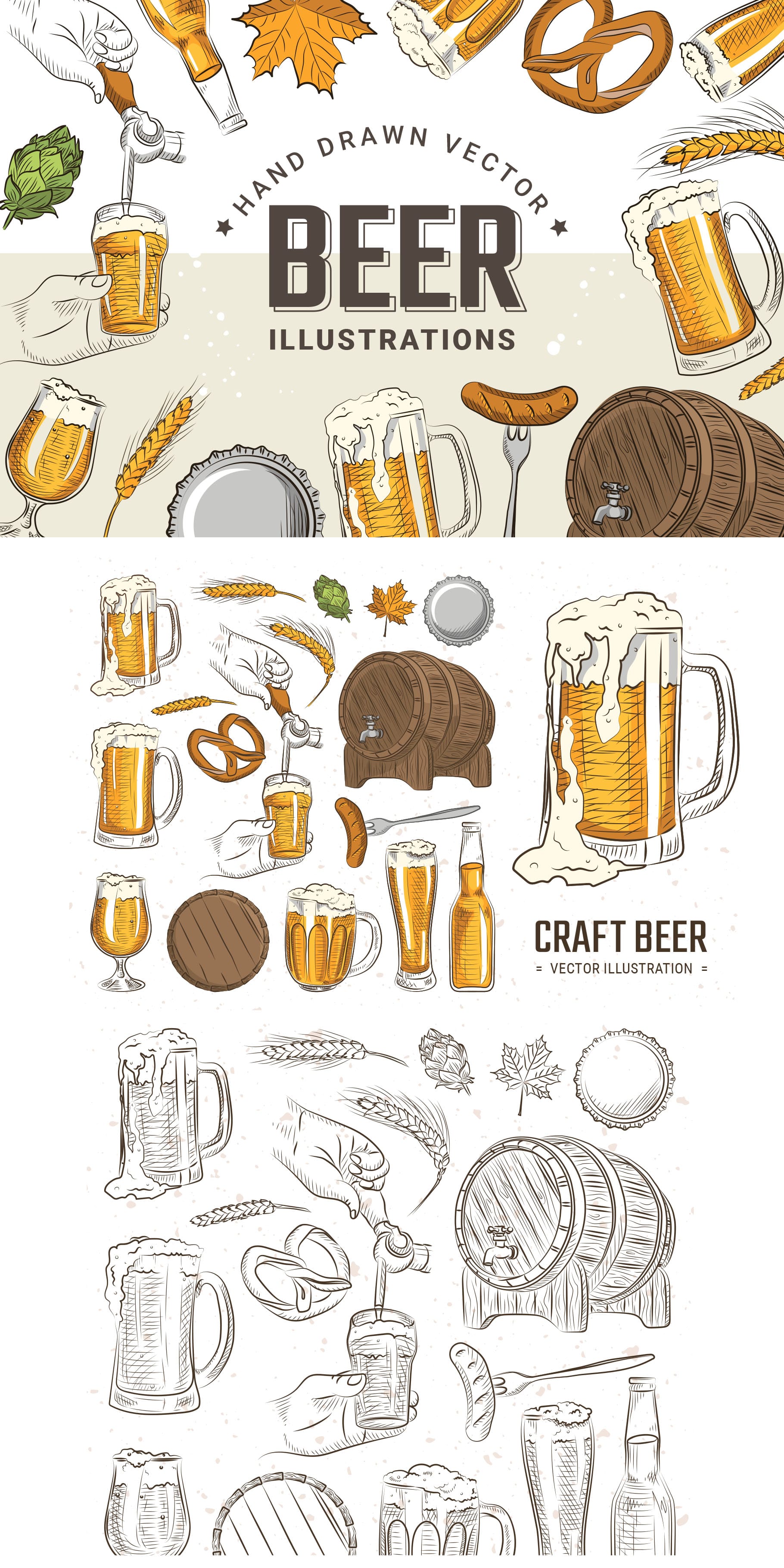 Hand Drawn Beer Illustration Vector