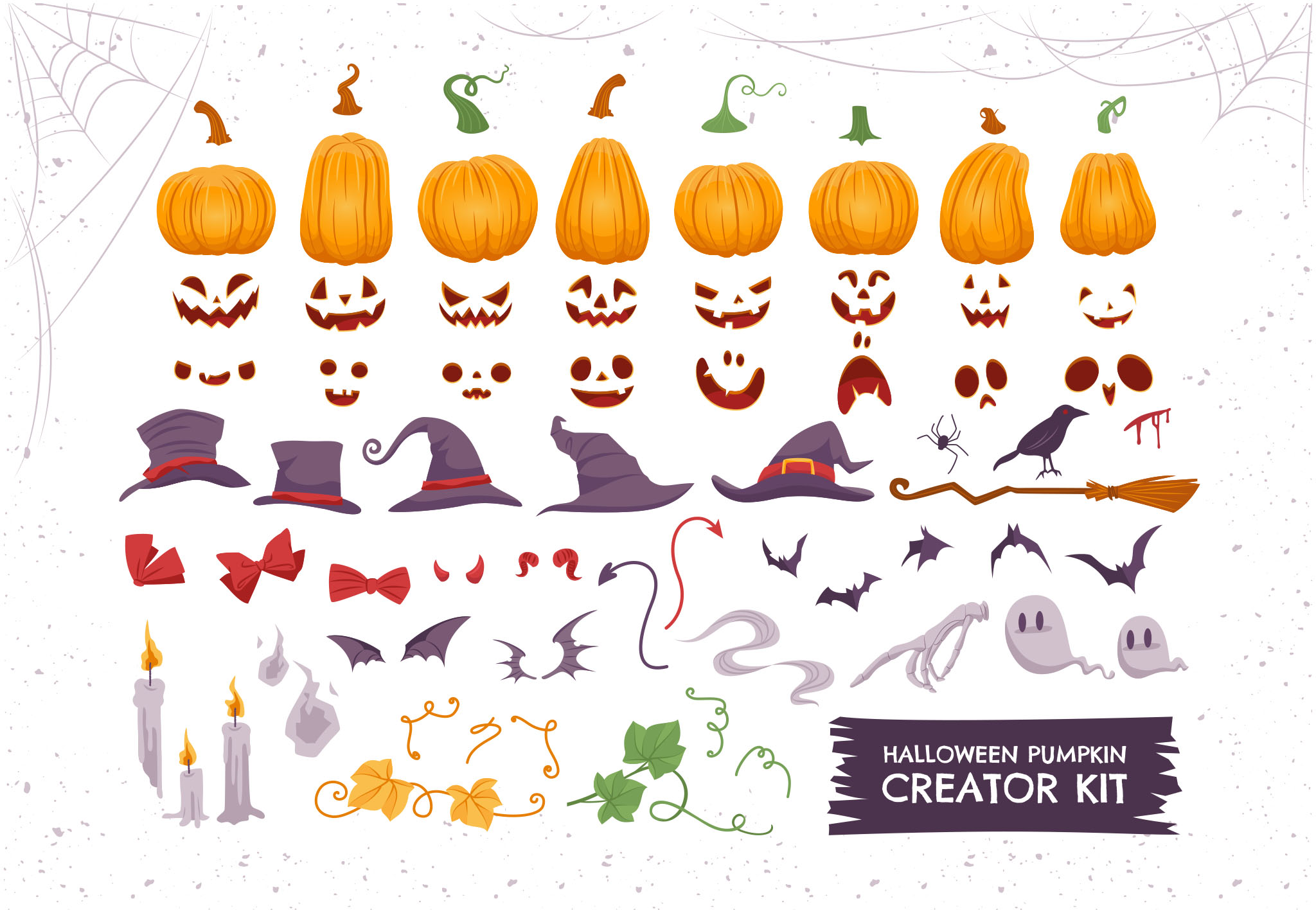 Halloween Pumpkin Vector Illustrations for Photoshop & Illustrator