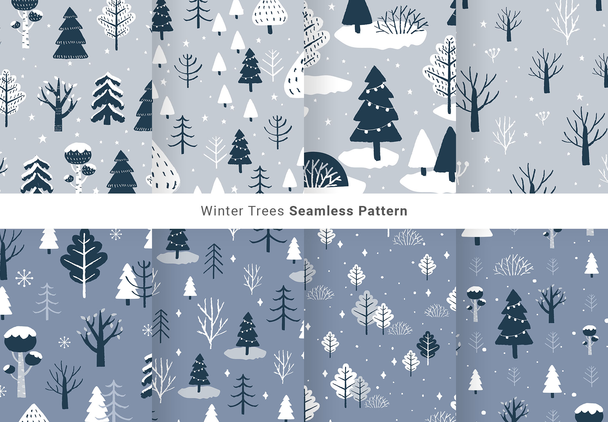 Winter Christmas Tree Patterns for Photoshop & Illustrator
