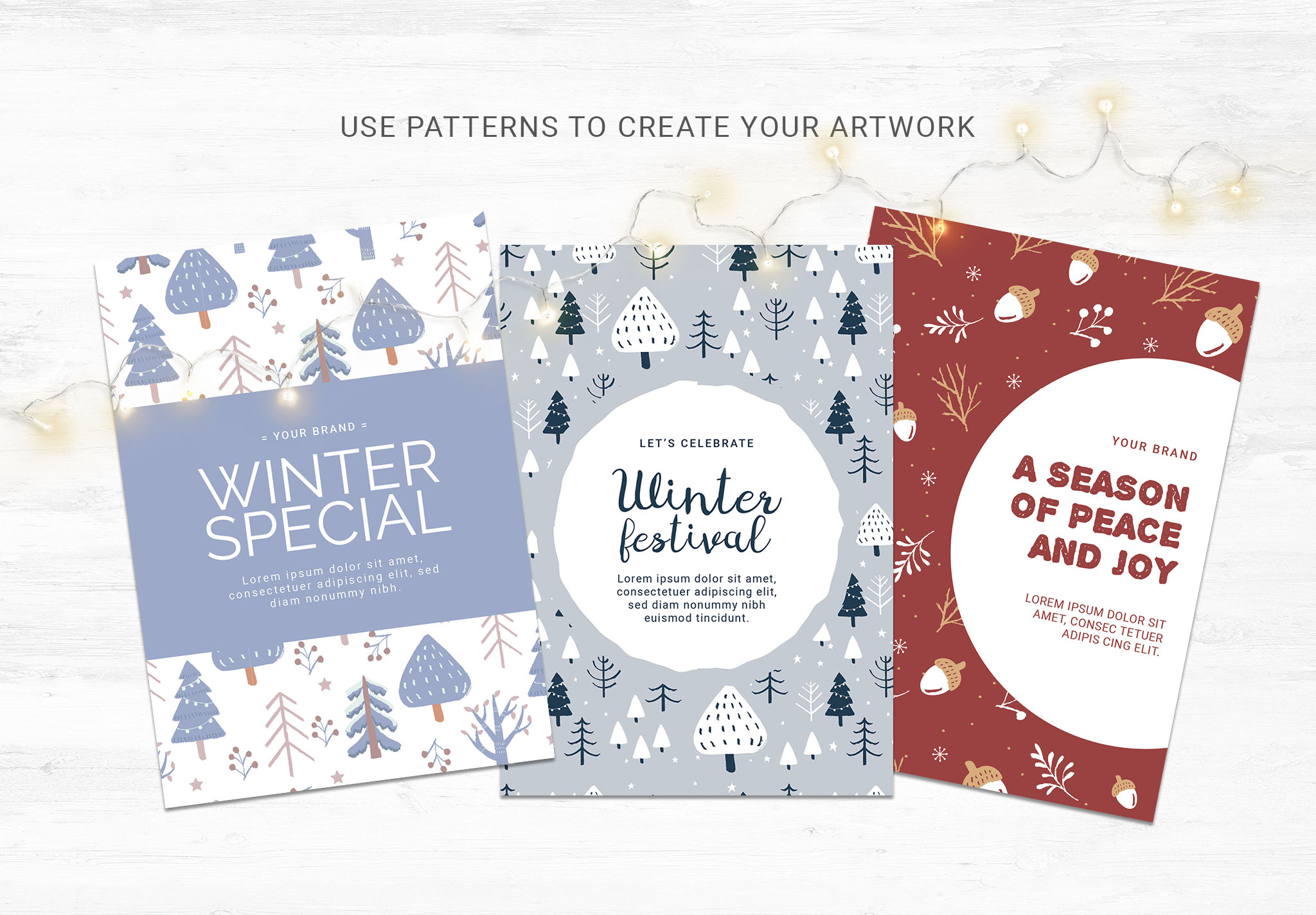 Winter Christmas Tree Patterns for Photoshop & Illustrator