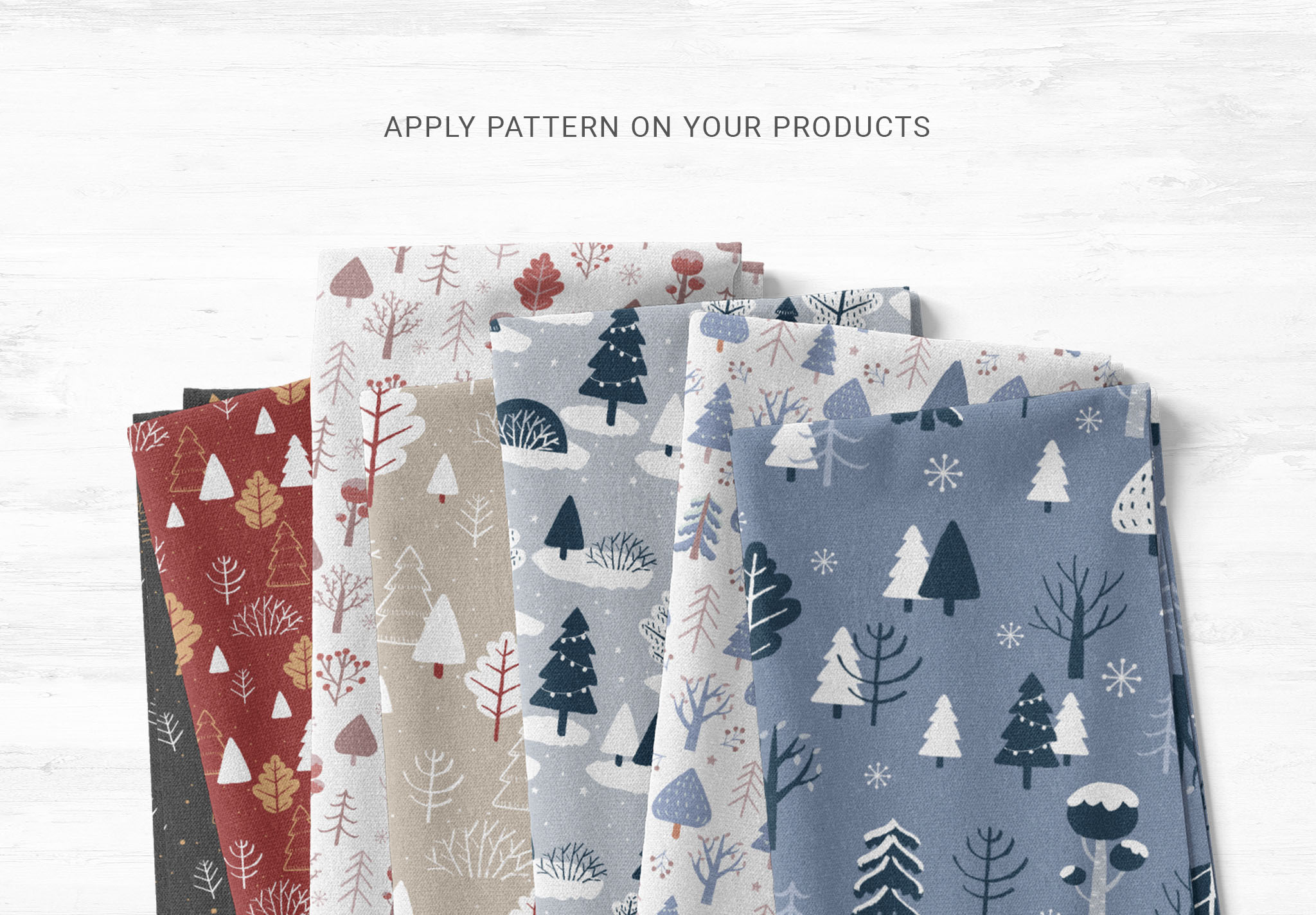 Winter Christmas Tree Patterns for Photoshop & Illustrator