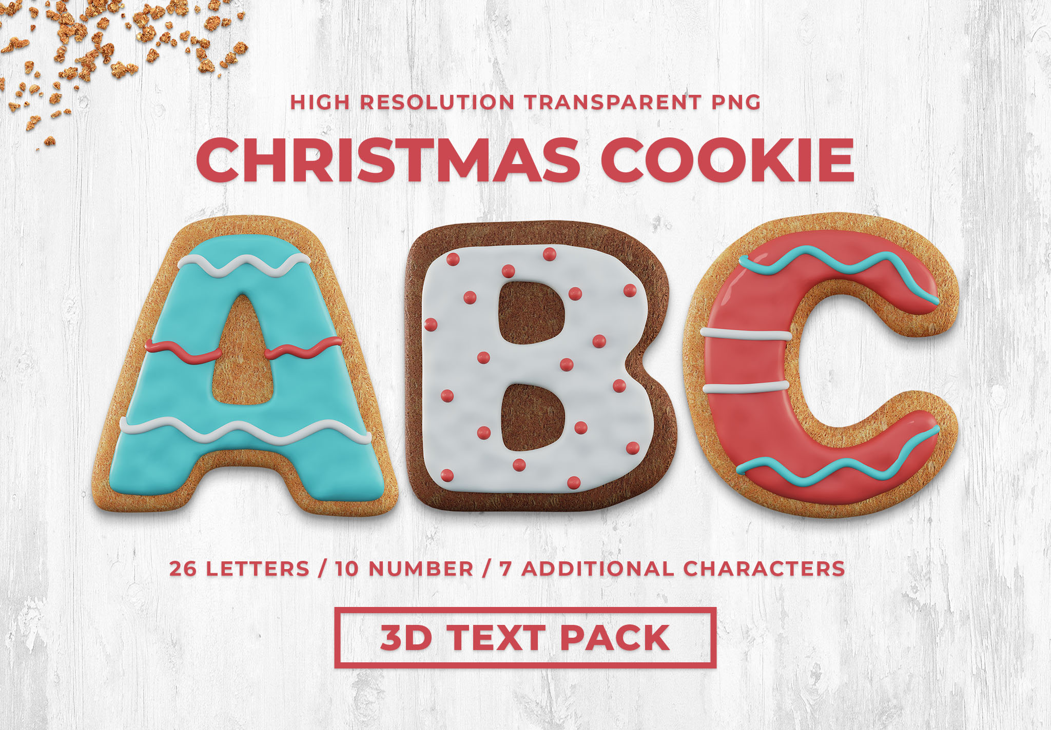 Christmas Cookie 3D Text Pack