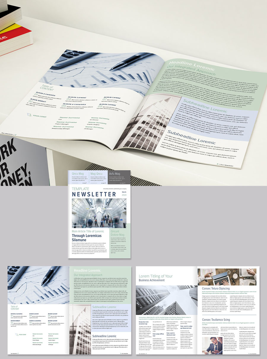 Newsletter with Mint Green and Blue Accents