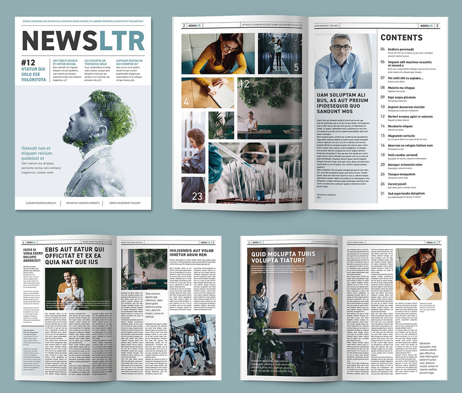Newsletter or Magazine with Teal Accents