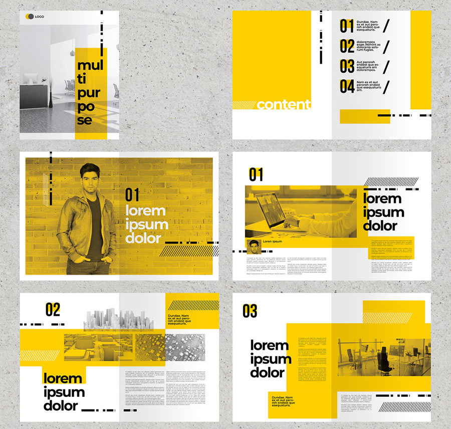 Brochure Layout with Yellow Accents