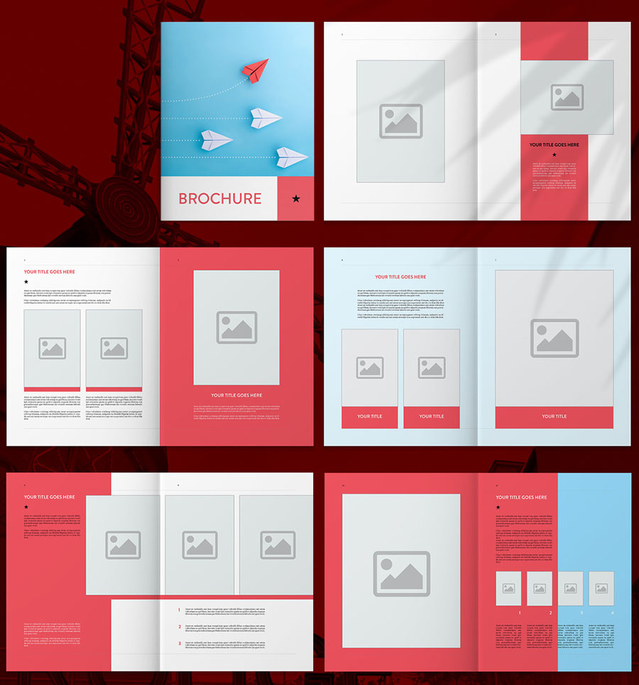 Blue and Red InDesign Brochure Templates
