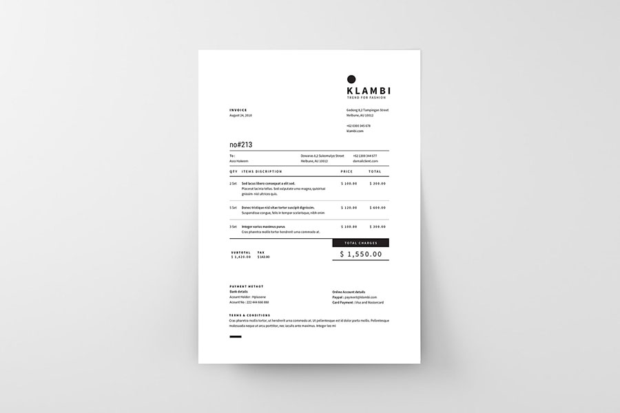 Modern and Simple Invoice Templates for Adobe InDesign