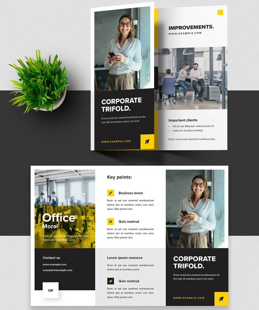 Black and Yellow Trifold Brochure Layout