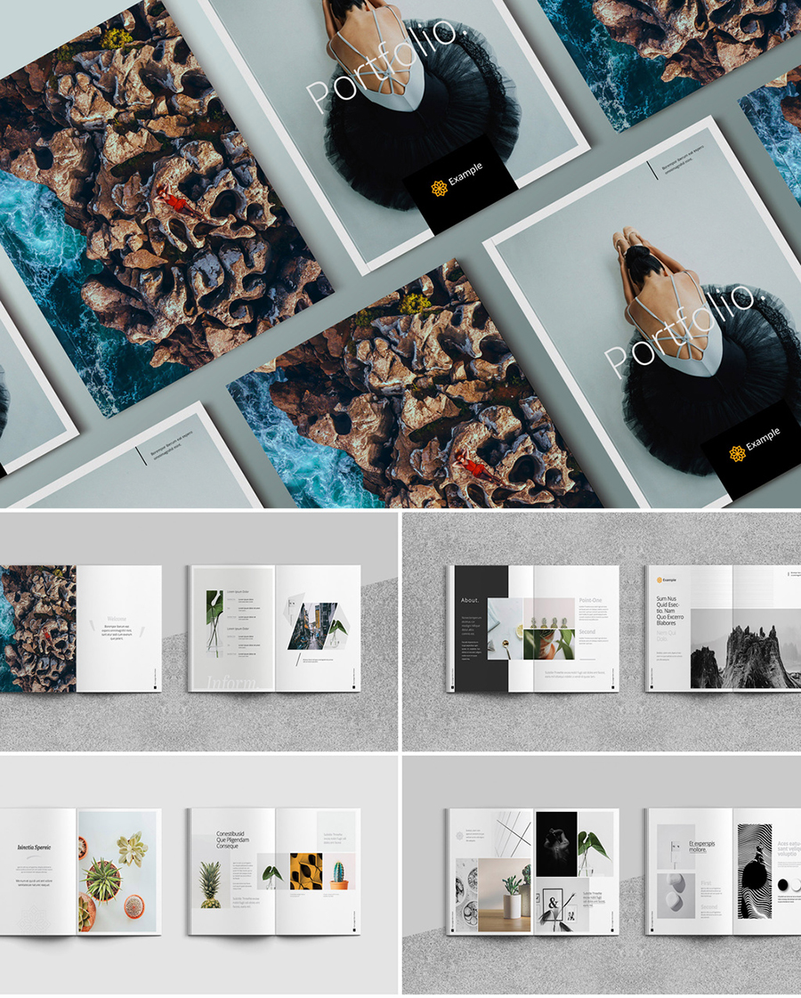 Photography Portfolio Layout with Gray Elements