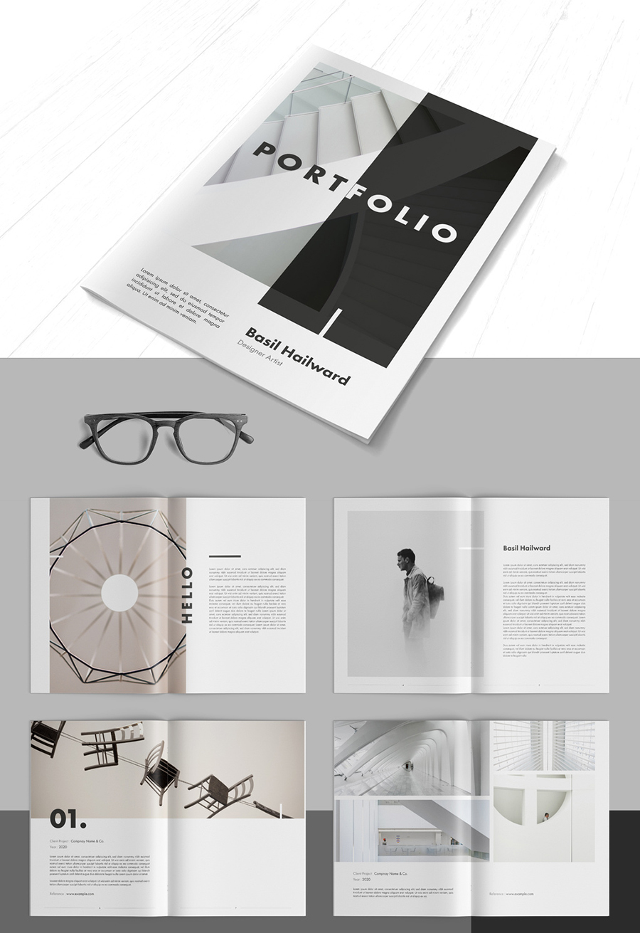 Portfolio Layout with Gray Accents