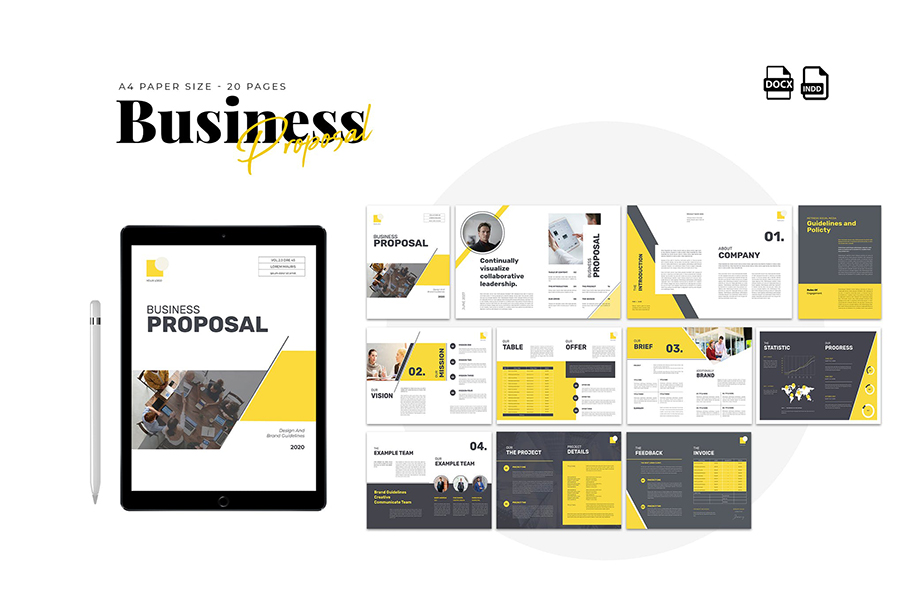 INDD Proposal Template with Yellow Accent