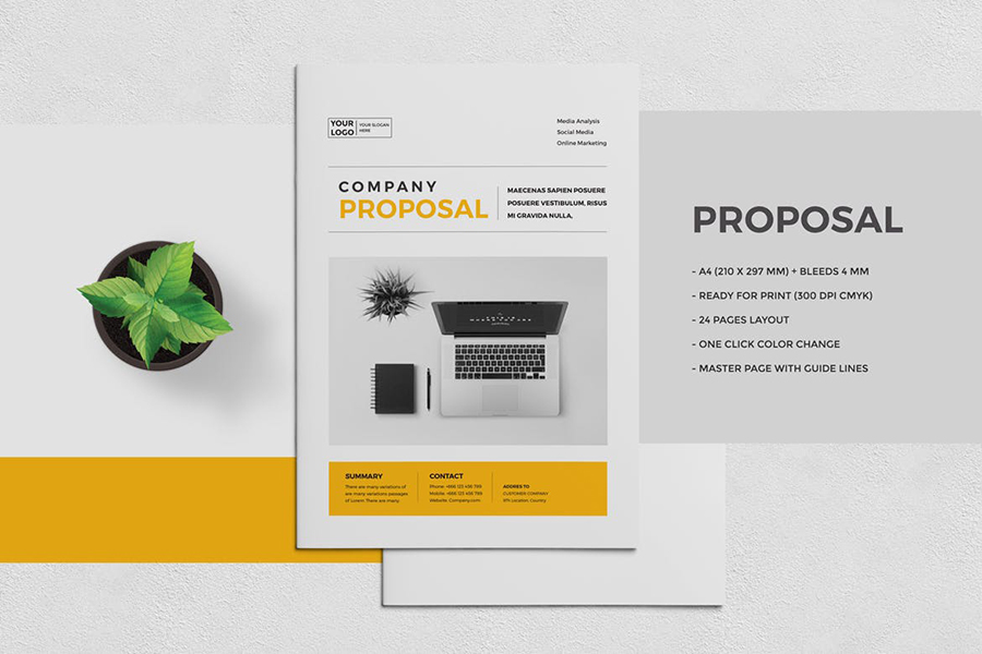 Company Proposal with Yellow Accents
