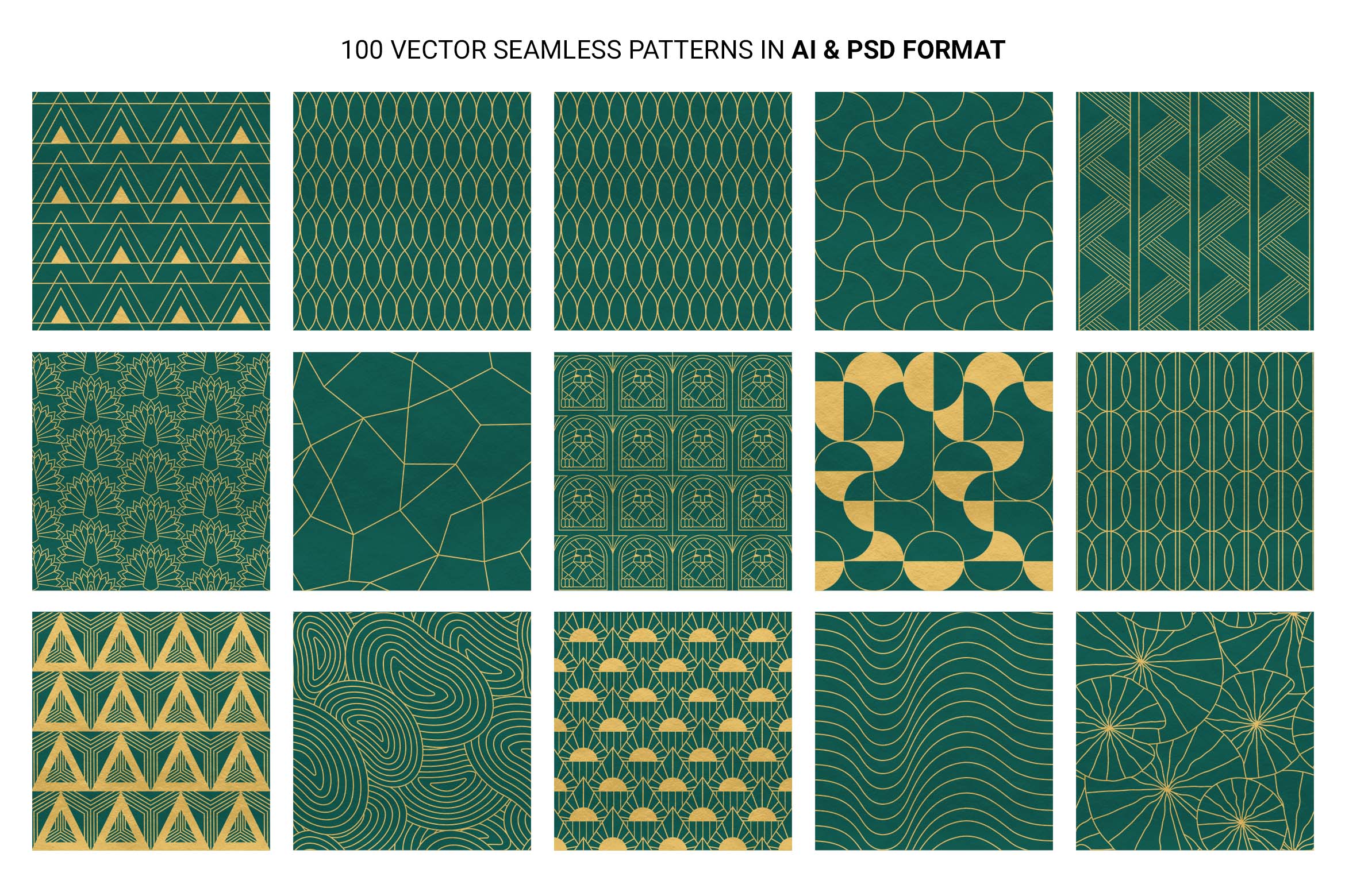 Art Deco Patterns for Photoshop, Illustrator, PNG
