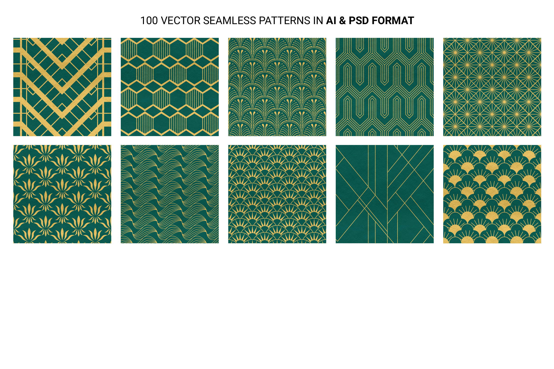 Art Deco Patterns for Photoshop, Illustrator, PNG