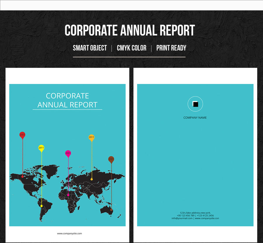 Annual Report Layout with Teal Elements