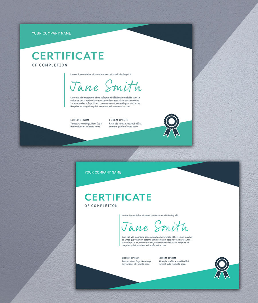 Certificate of Merit Layout with Teal and Dark Blue Border