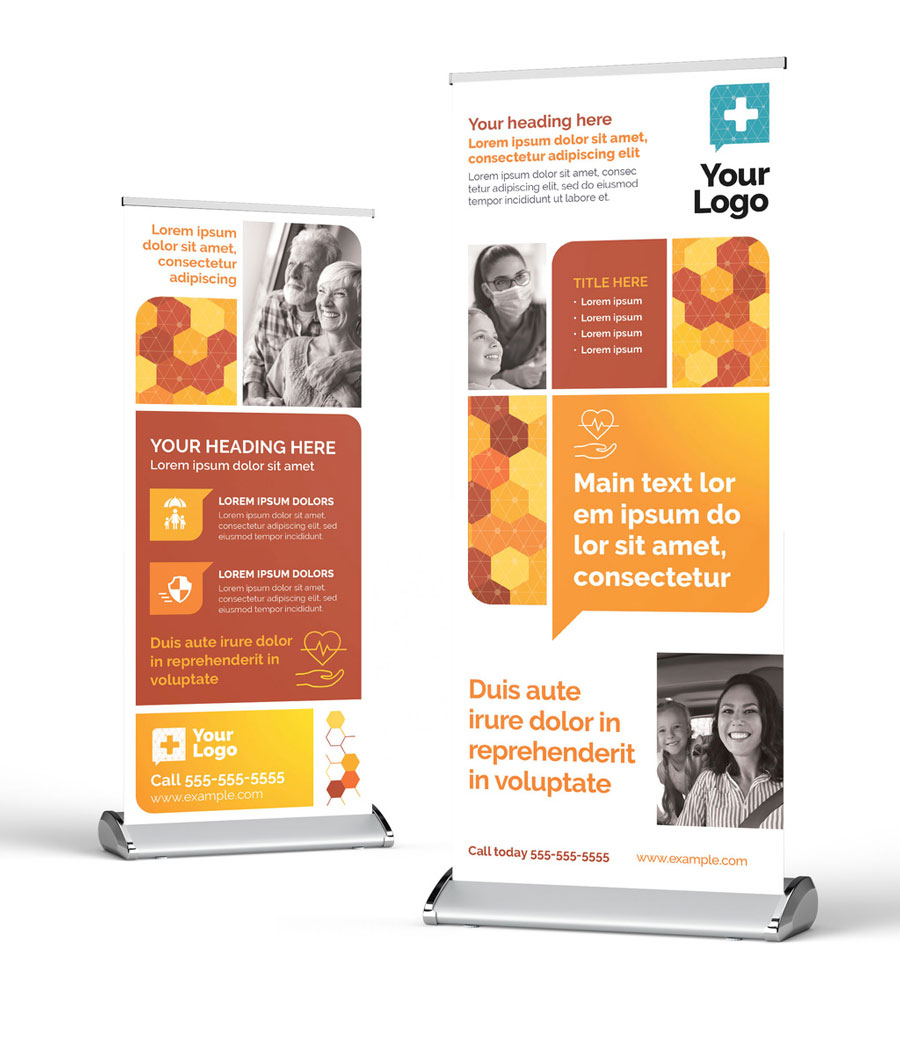 Medical Insurance Roll Up Banner with Modern Orange Theme