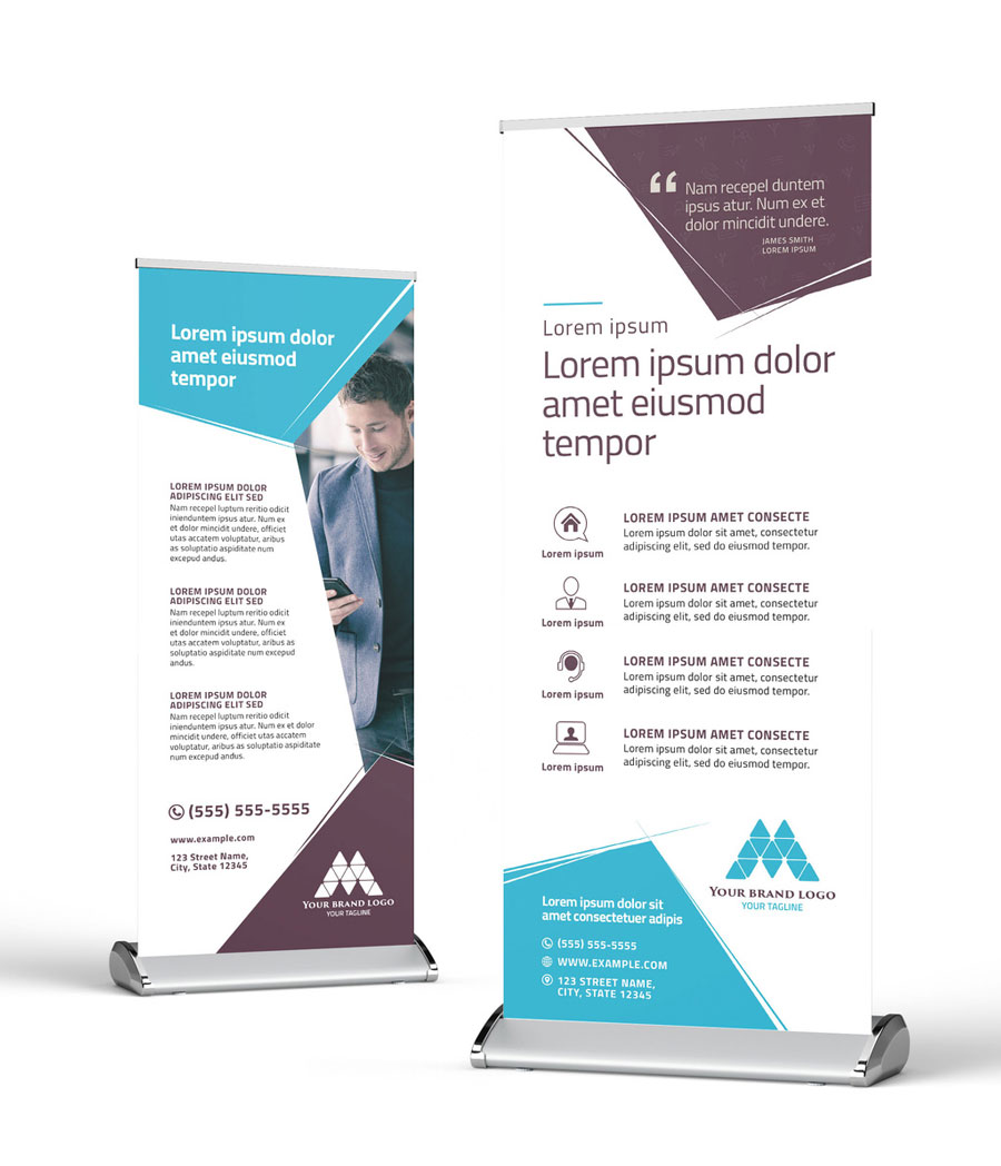 Modern Roll Up Banner with Hexagonal Layout