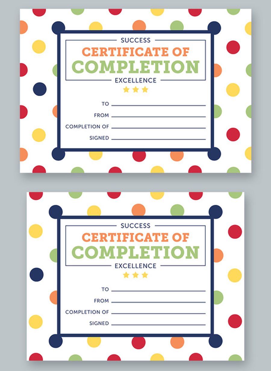 Polka Dot Certificate Layout
