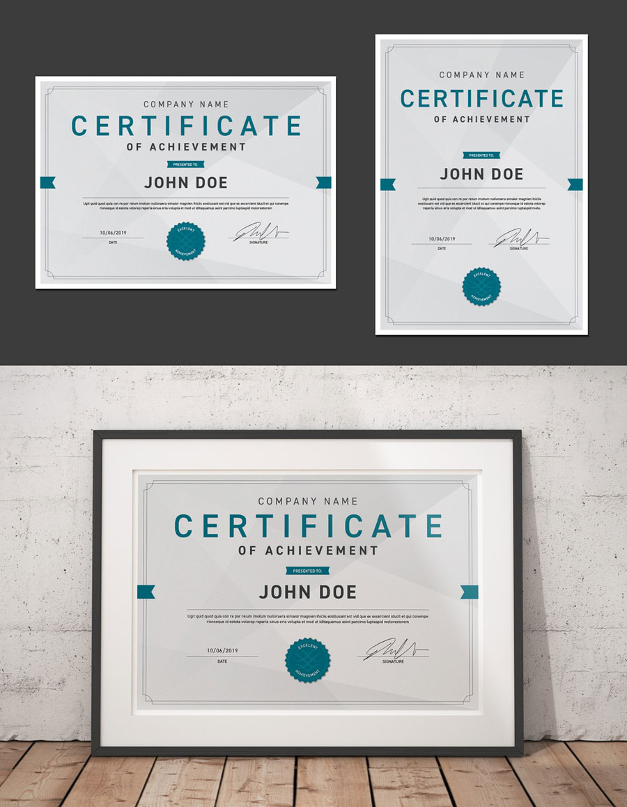 Portrait and Landscape Certificates with Signature Layout