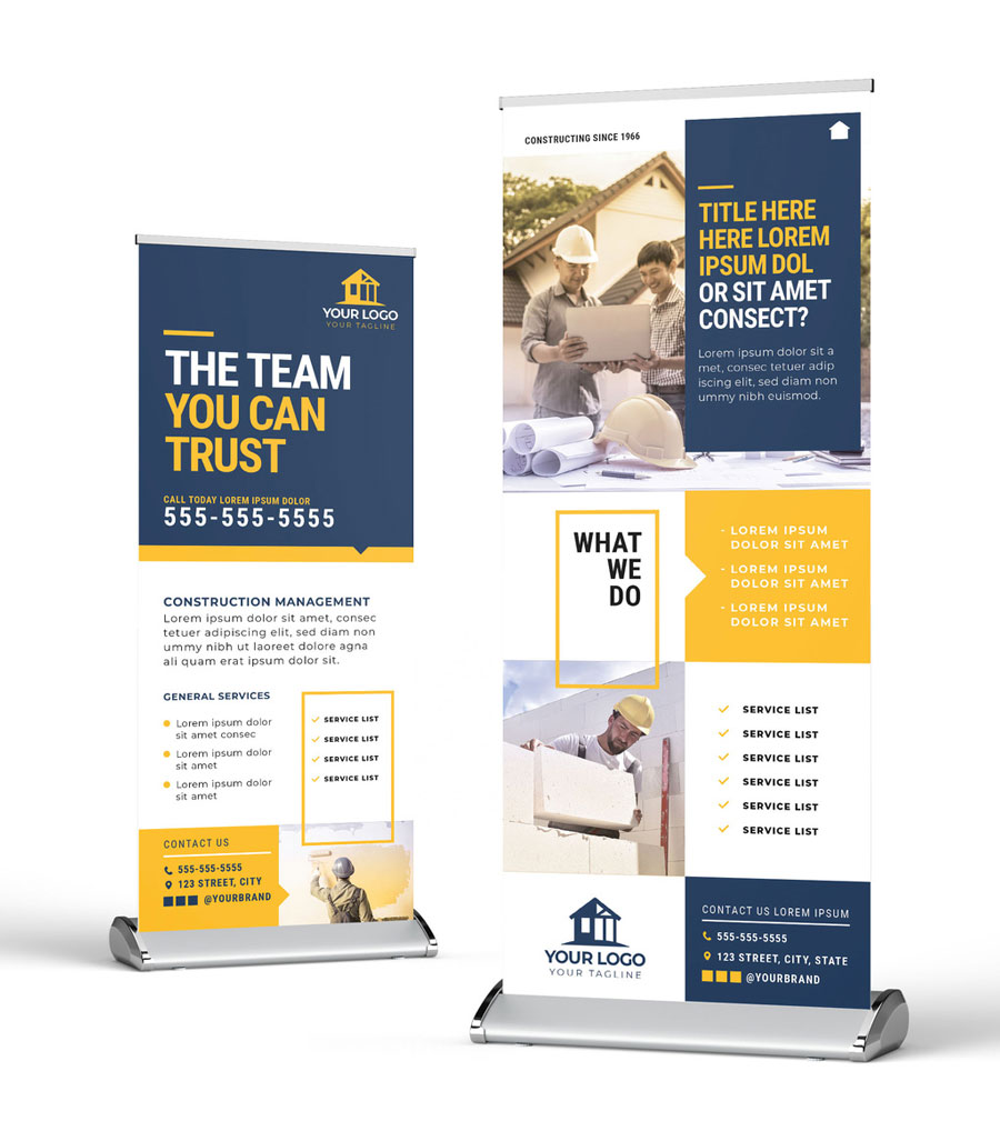 Roll Up Banner with Construction Theme