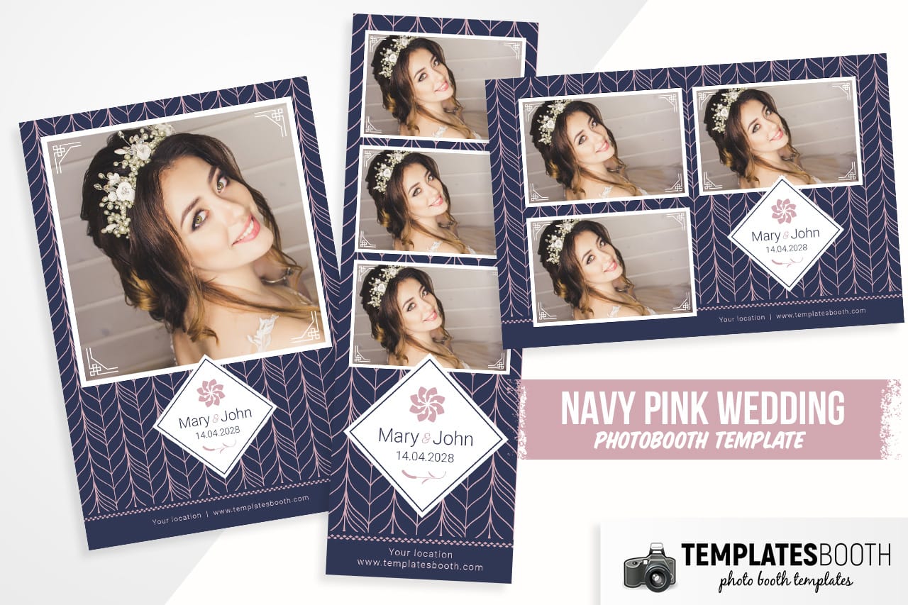 Navy Pink Wedding DSLR Booth Template