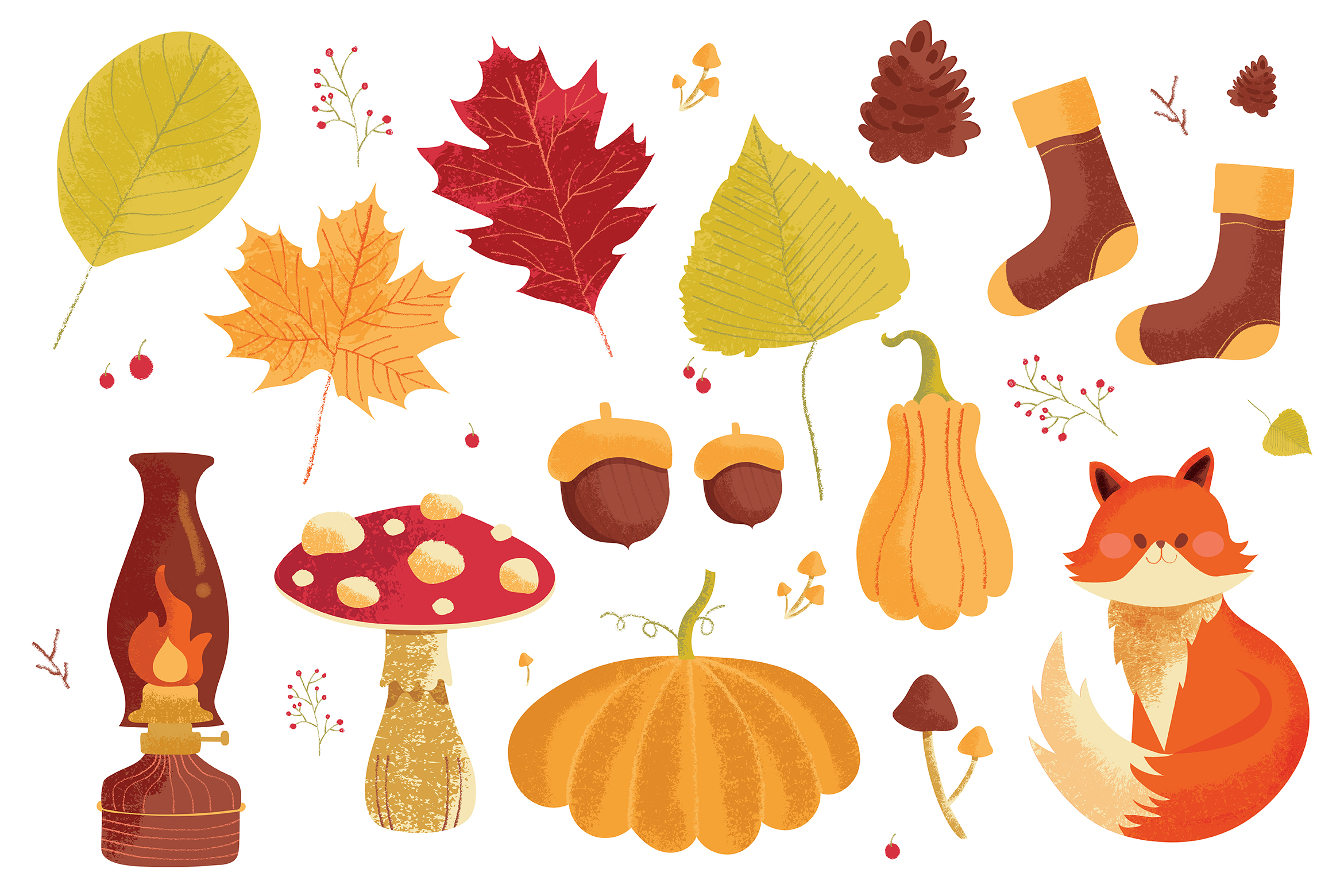 Autumn Fall Leaves Vector Clipart Illustrations