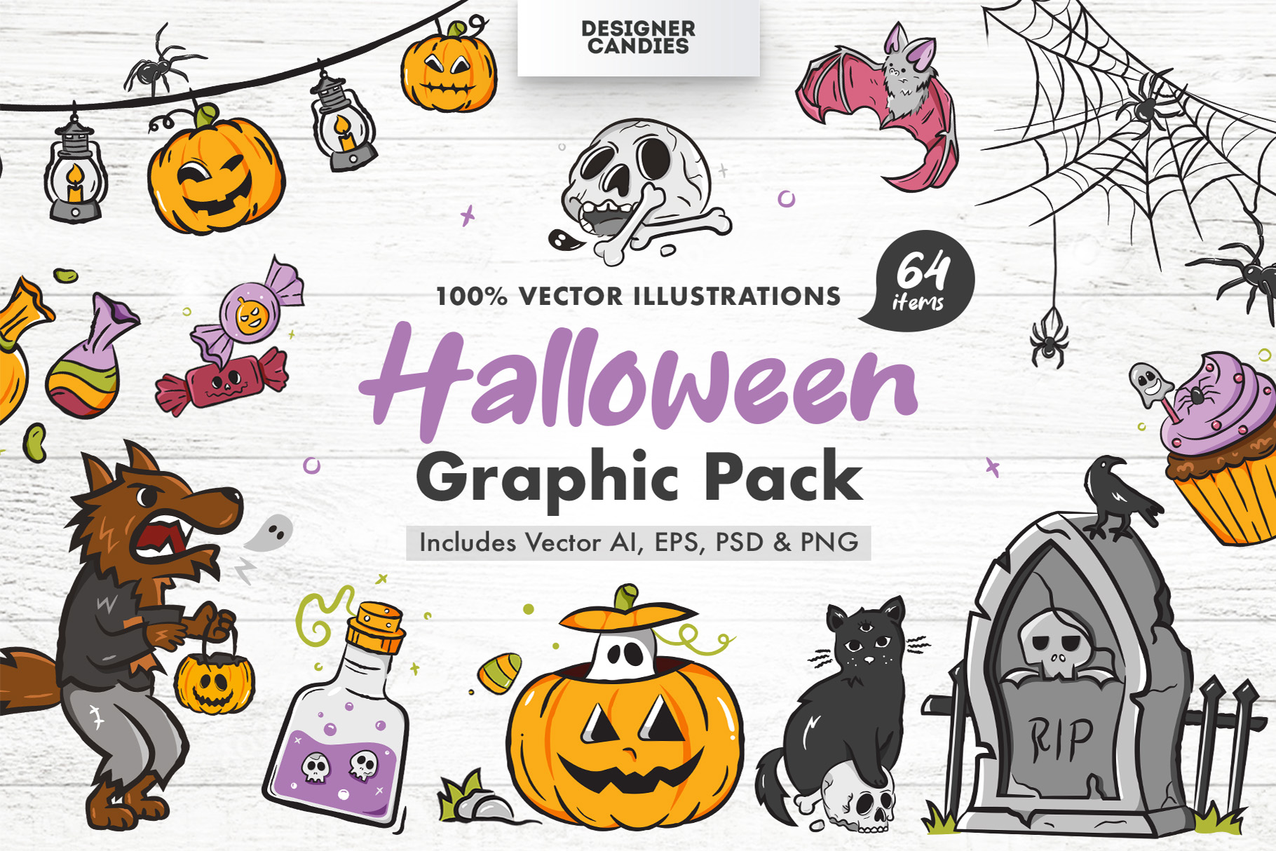 Halloween Graphics & Vector Clipart Illustrations Vol.3