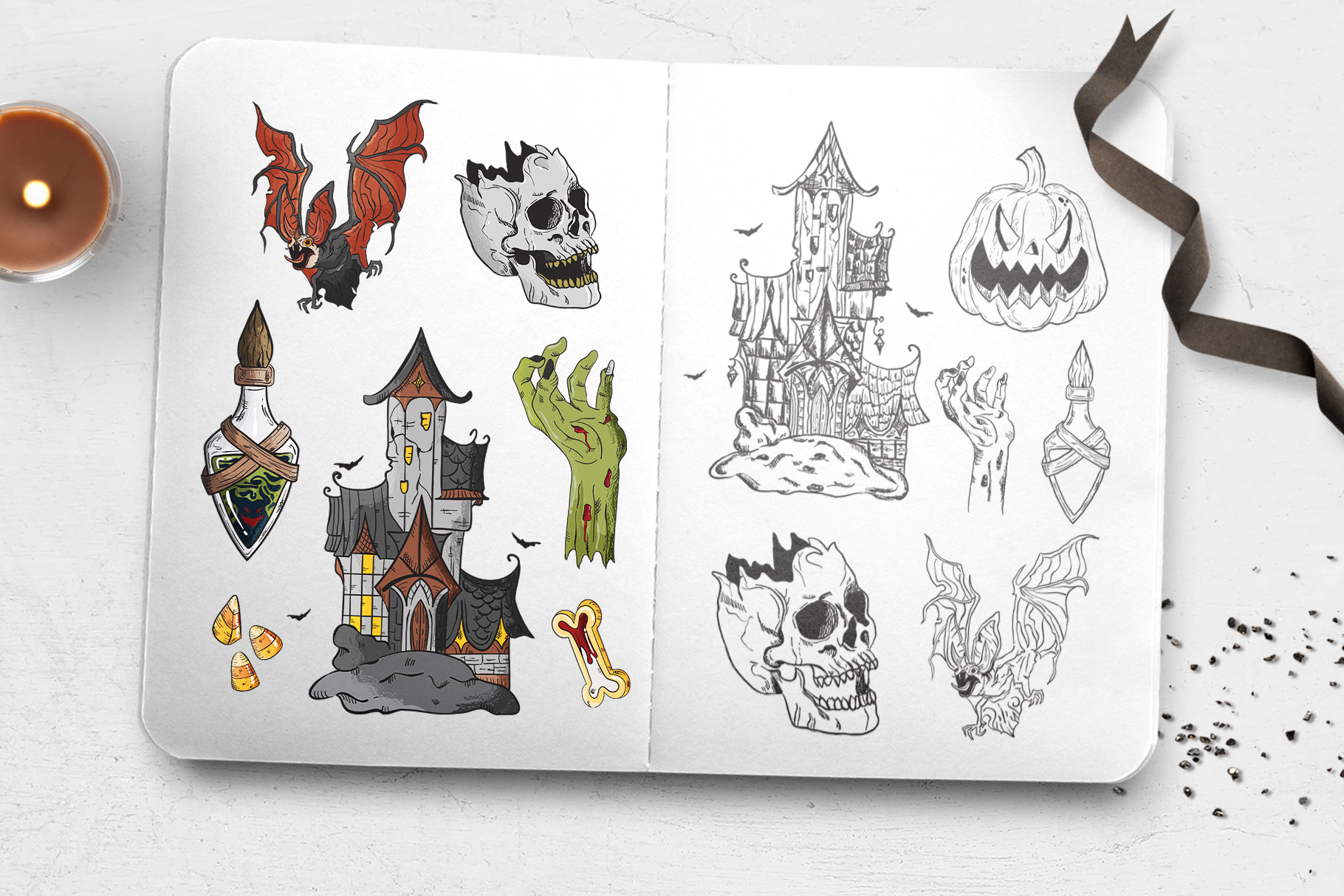 Halloween Vector Illustrations Clipart (EPS, PSD, PNG, Ai Format)