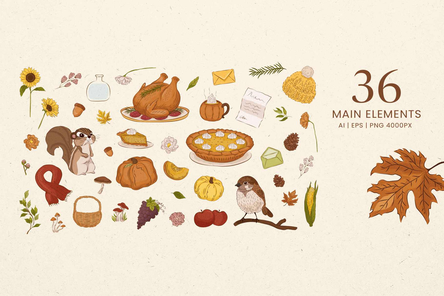 Fall Autumn Illustrations Set (AI, EPS, PNG Format)