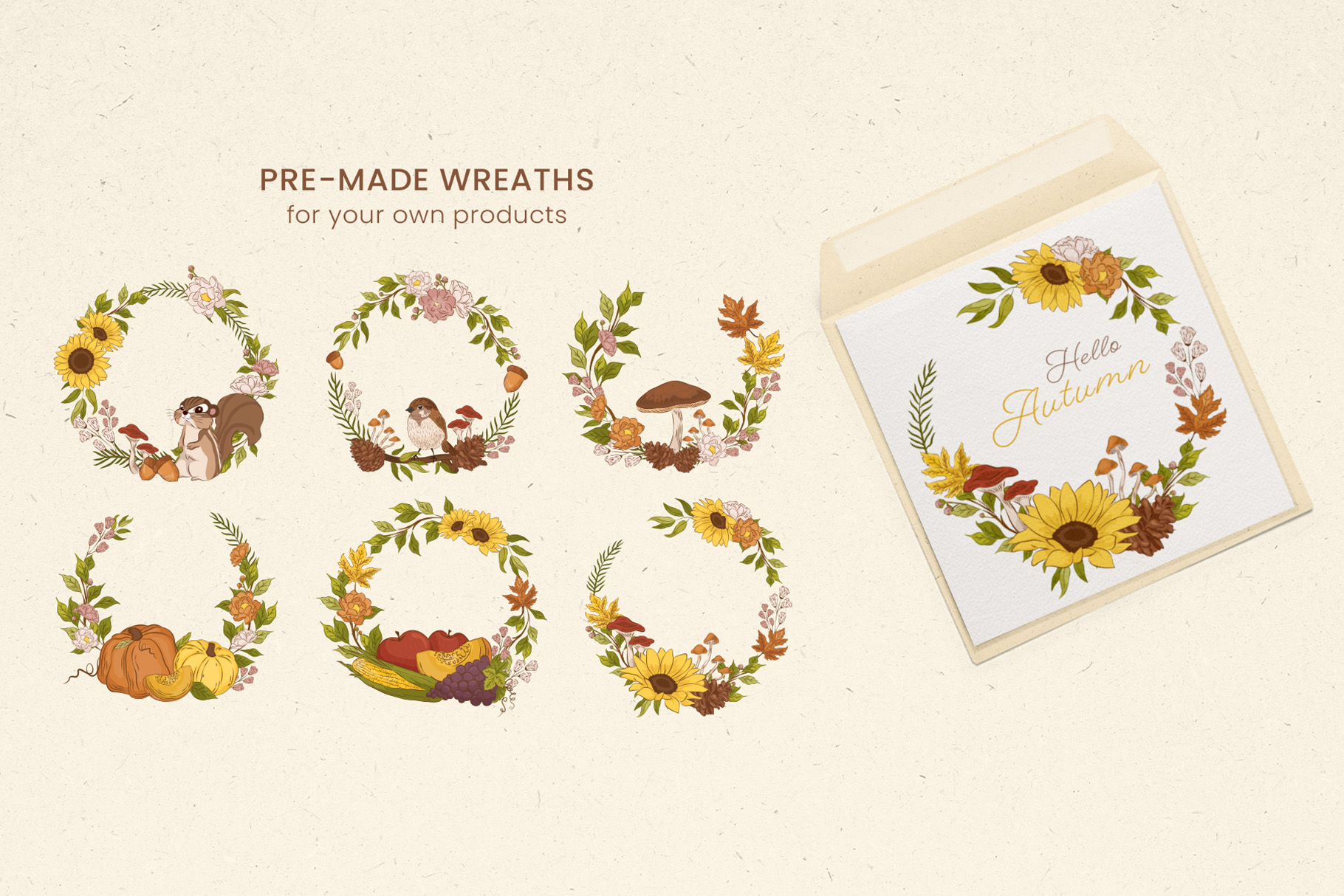 Fall Autumn Illustrations Set (AI, EPS, PNG Format)
