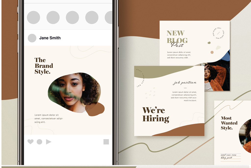 20 Organic Fashion Social Media Post Layouts (AI Format)