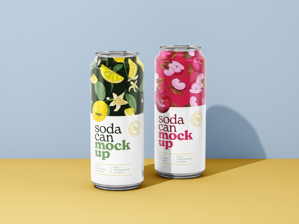 500ML Soda Cans Mockup (PSD Format)