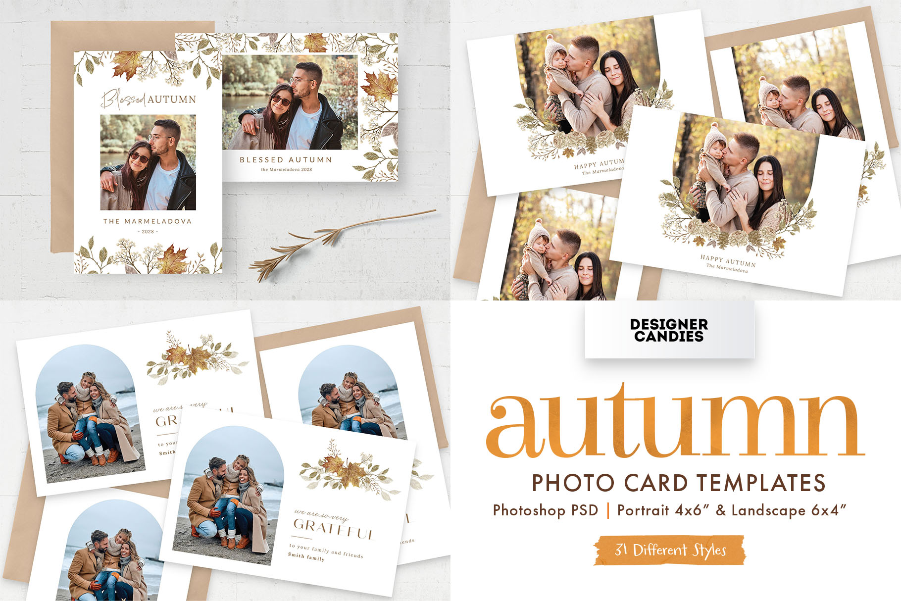 Autumn Fall Photo Card Templates Bundle